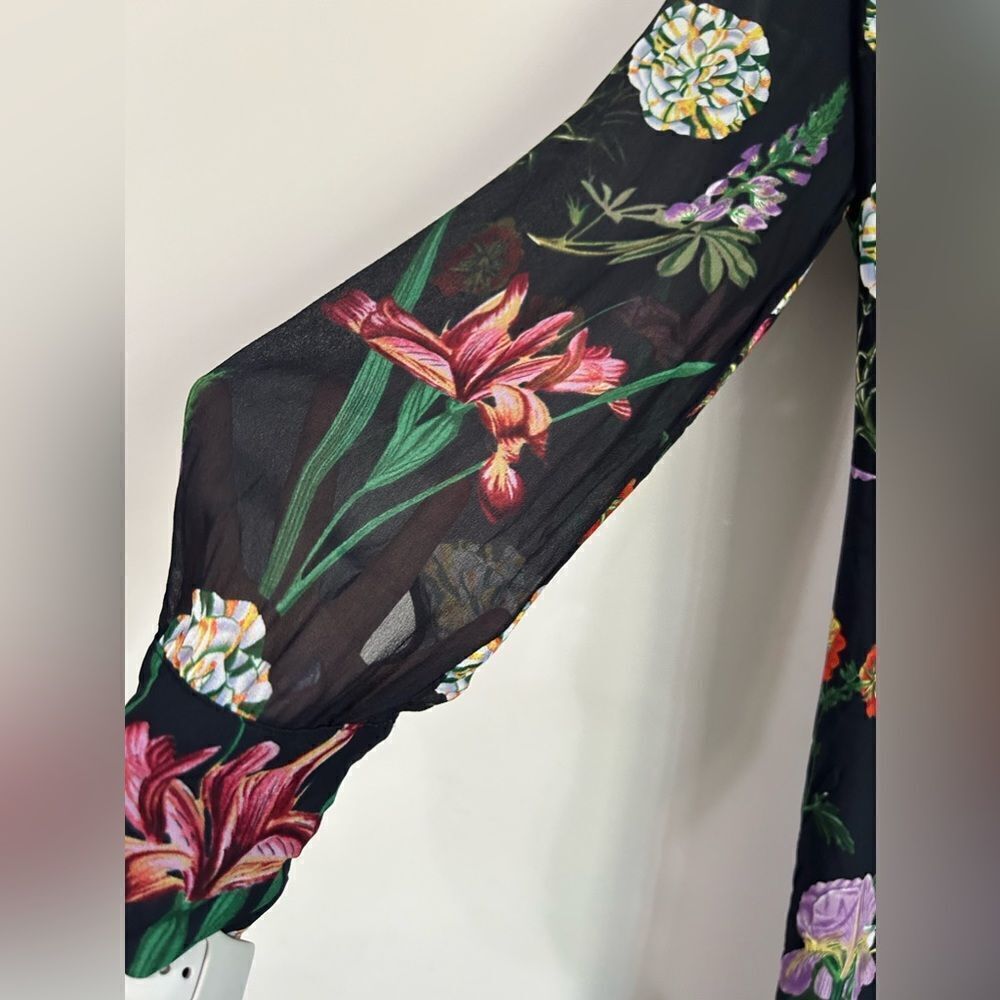 ZARA | Floral Print Long Sleeve Wrap Dress - Picture 9 of 11